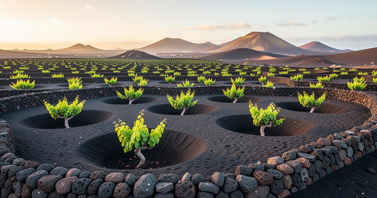 Découvrez la viticulture unique de Lanzarote au cœur de paysages volcaniques
